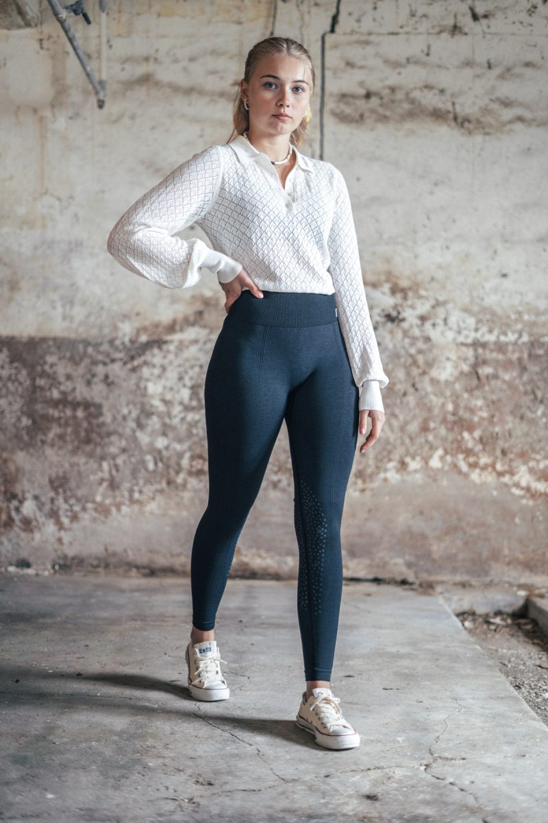 Sandy Navy Riding Leggings Knee Grip-6